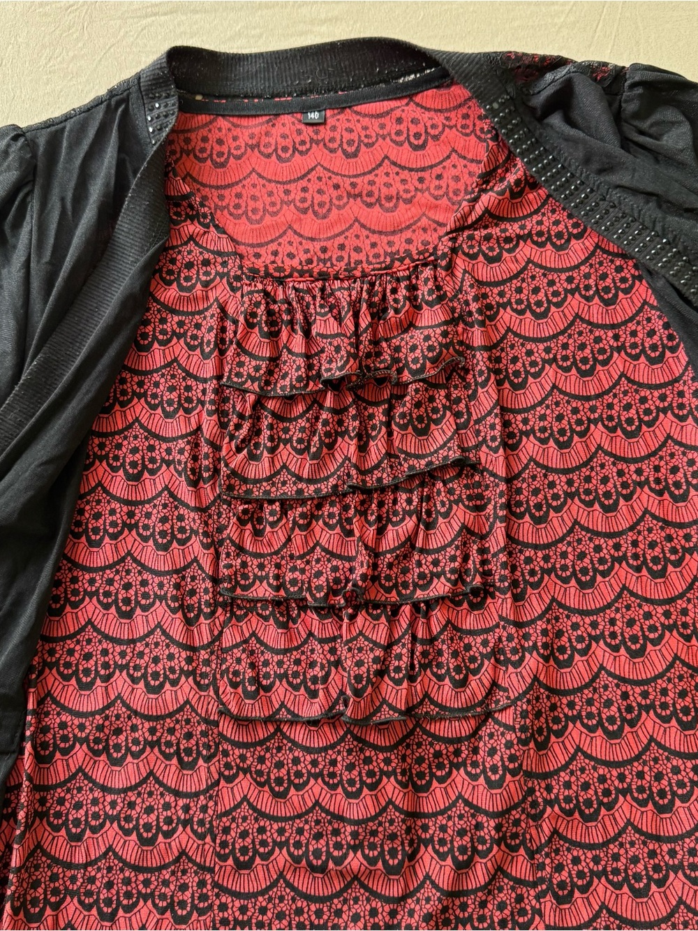 Vintage Y2K Gothic Layered Cardigan Ruffle Top - Picture 3 of 6